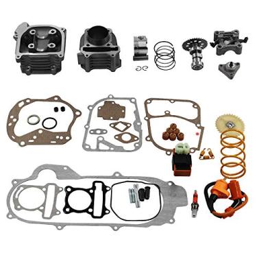 Imagem de Kits de reconstrução de cilindro GY6 Kymlaa Kit de furo grande de 100cc para válvula de 69 mm 49CC 50CC 139QMB Motor de scooter de ciclomotor 50 mm Conjunto de atualização com bobina de ignição CDI de