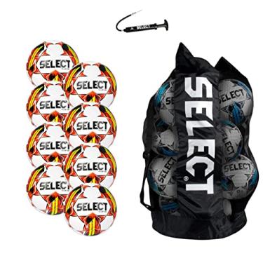 Imagem de Select Bola de futebol Club DB V22, pacote com 8 bolas com bolsa esportiva e bomba de mão, branco/vermelho, tamanho 5
