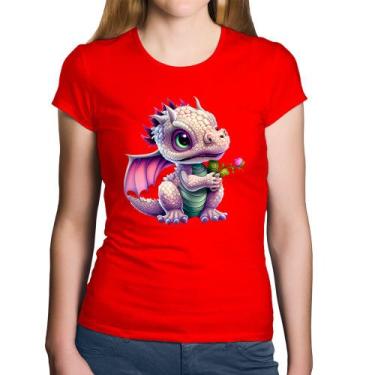 Imagem de Baby Look Algodão Dragão Bebê - Foca na Moda, Vermelho, GGG