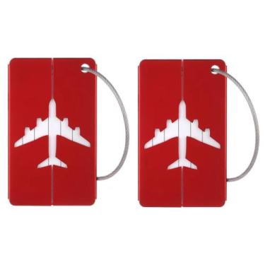 Imagem de 2 Tag Mala De Viagem Bolsa Etiquetas De Bagagem Em Alumínio, Vermelho