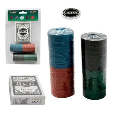 Imagem de Kit Poker Profissional 80 Fichas Dealer Chips Baralho - NoBrand, Poker