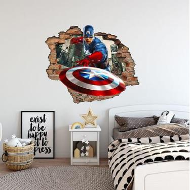 Imagem de Adesivo de Parede Capitão América Buraco na parede Vingadores - Gruda 