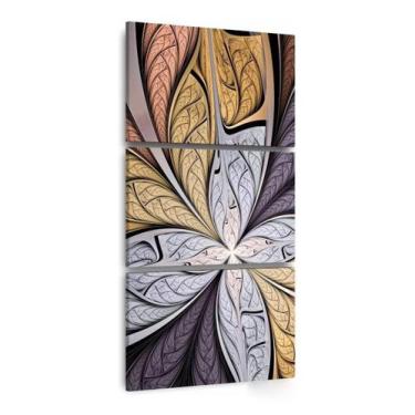 Imagem de Quadro Abstrato Flor Sala Quarto Hall 120x60 Mosaico 3 Peças - Wall Fr