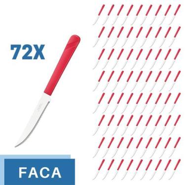 Imagem de Conjunto 72 Facas Aço Inox Cabo Plástico Vermelho Luna - Taumer, Luna