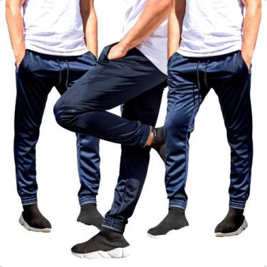 Imagem de Kit 3 Calças Jogger Masculina Skinny Treino Academia Elástico na Barra