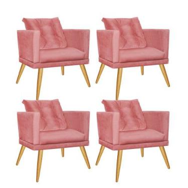 Imagem de Kit 04 Poltrona Cadeira Milena Confort Com almofada Sala Recepção Escr