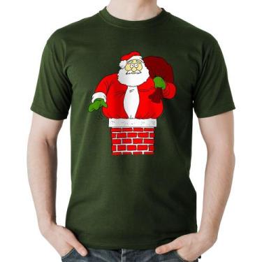 Imagem de Camiseta Algodão Papai Noel Chaminé - Foca na Moda, Musgo, GG