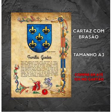 Imagem de Brasão da família Guedes no cartaz tamanho A3 - @meu.brasao