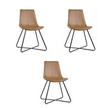 Imagem de Kit 3 Cadeiras Jantar Brenda Caramelo Poliuretano - Rivatti