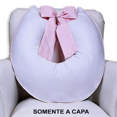 Imagem de Capa de Almofada Amamentação Piquet Com Laço - Laura Baby, Branco c/ R