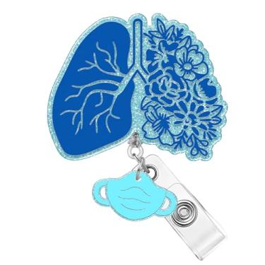 Imagem de Plifal Porta-crachá retrátil com clipe de identificação para enfermagem - Pulmão bonito cartão de identificação acessórios engraçados com clipe jacaré para escritório, estudante, trabalho, hospital