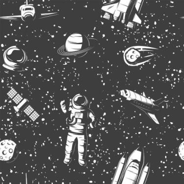 Imagem de Papel De Parede Temático Astronautas Escuro - 3,30x0,50m - DEKAL DECOR