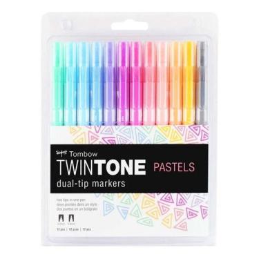 Imagem de Est Marcador Dual Twin Tone Pastels C/12 Cores Tombow