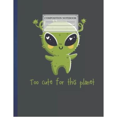 Imagem de Composition NoteBook Kawaii Alien Outer Space Size 8.5 x 11 In, 110 pages Christmas Cute Writing Practice Paper Love Gift For Children Art Lover Techers School