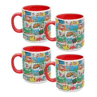 Imagem de Kit 4 Caneca 300ml Turma da Mônica Quadrinhos Colorida - Kathavento