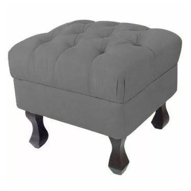 Imagem de Puff Retrô Fixo Luis Xv Capitonê Suede Cinza - DS Estofados - Estopar