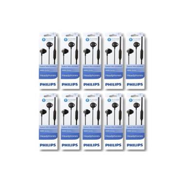Imagem de Kit 10 Fones de Ouvido Com Fio e Microfone Preto Philips TAUE101BK/00