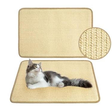 Imagem de PatiencET Tapete arranhador para gatos, tapete arranhador de sisal natural, tapete horizontal para gatos internos, protetor de móveis para sofá, carpete e sofá (pacote com 2, 50 x 15 cm)