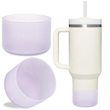 Imagem de LUCKINEE 2 peças de protetor inferior de bota de silicone para Stanley Tumbler 567.0-1,134.0 g, e compatível com garrafa de água Hydro Flask 340-680 g e mais garrafas com fundo de 7 a 7,5 cm