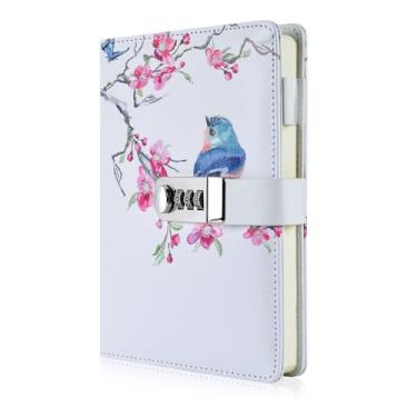 Imagem de ARRLSDB Diário criativo de senha com cadeado A5 PU couro diário com combinação de bloqueio de senha, caderno de bloqueio diário (estilo 3)