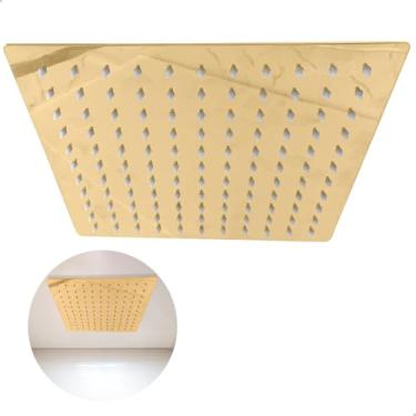 Imagem de Dona D Cor, Ducha Chuveiro Dourado Quadrado De Teto 30x30 Com Niple Ducha Slim Cascata 30cm Chuveiro A Gas Solar Moderno Aço Inox Ba