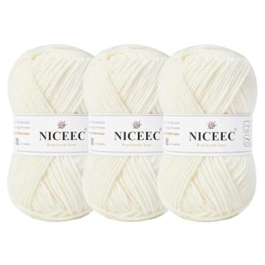 Imagem de NICEEC 3 novelos de lã macia - fio acrílico para tricô penteado fio de qualidade para artesanato faça você mesmo fio de mistura de lã para fio de cobertor de crochê (3 × 3,502 g, 3 × 153 jardas) -
