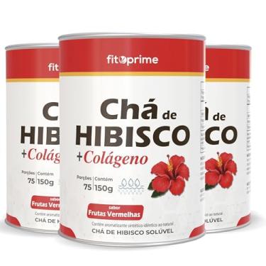 Imagem de KIT3 Chá de Hibisco + Colágeno em Pó 150g Sabor Frutas Vermelhas