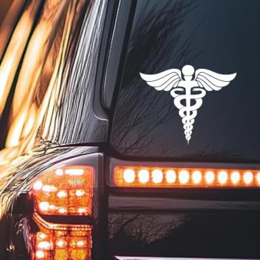 Imagem de Decalque de vinil com símbolo de caduceu médico, adesivo de logotipo profissional de saúde, adesivo autoadesivo brilhante, adesivo de parede, adesivo de decoração de carroceria de carro JPX137