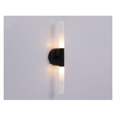 Imagem de Arandela moderna, tubo de metal moderno, candeeiro de parede LED para cima e para baixo, quarto, hall de entrada, lavabo, sala de estar, banheiro, luminária de parede (preto, branco quente)