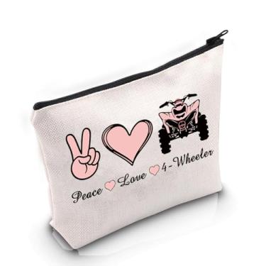 Imagem de VAMSII Bolsa de maquiagem quadriciclo para amantes de quadriciclo paz amor 4 rodas motos esportes motorizados corrida bolsa cosmética aventura amante presente, Peace Love 4 rodas M, Portátil