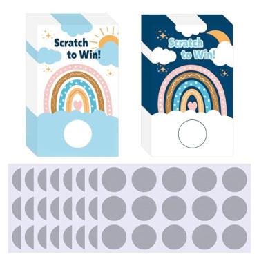 Imagem de INKNOTE 120 peças de adesivos boho arco-íris raspar cartões em branco vales de presente para negócios, para salão de beleza de cabelo, salão de maquiagem spa restaurante, cartões de cupons DIY para