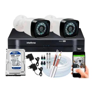 Imagem de Kit Cftv 2 Cameras Segurança Full Hd 1080p Dvr Intelbras 4ch