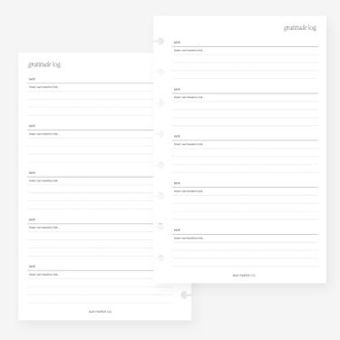 Imagem de Refil de agenda de 8 discos com inserção de registro de gratidão meia letra para Levenger Circa Junior, Arc by Staples, TUL Junior 14 x 21,6 cm