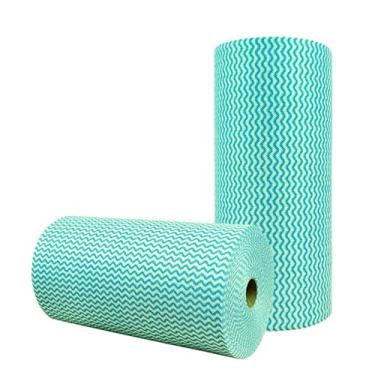 Imagem de SUZZYVINE Panos de prato reutilizáveis, pano de limpeza descartável, toalha de prato de cozinha, 2 rolos, verde, 100 folhas