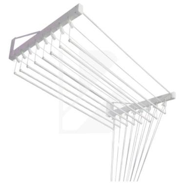 Imagem de Varal Individual De Parede 100cm Com 08 Varetas Em Alumínio - Branco -