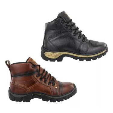 Imagem de Bota Masculina Couro Legitimo Moto Adventure Kit 2 pares Botina - kett