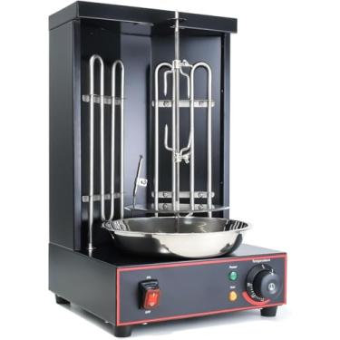 Imagem de KOOTEN Máquina De Grelha Elétrica Shawarma Com 2 Queimadores, Máquina De Grelhar Vertical De Bancada, Grelha De Kebab Giroscópio De Aço Inoxidável, Máquina De Cozimento De Shawarma De Frango Para Co