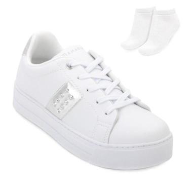 Imagem de Tênis Casual Ramarim e Meia RM25-25931, 36, Branco, Prata