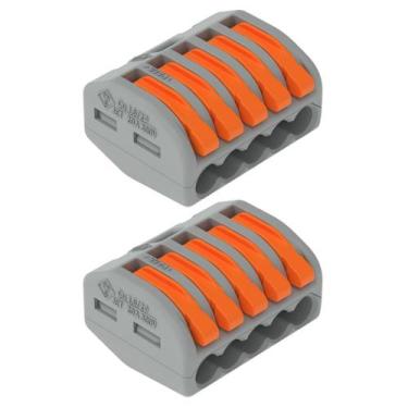 Imagem de 2 Conectores Original Wago C/ Alavanca 5 Entradas Até 4mm