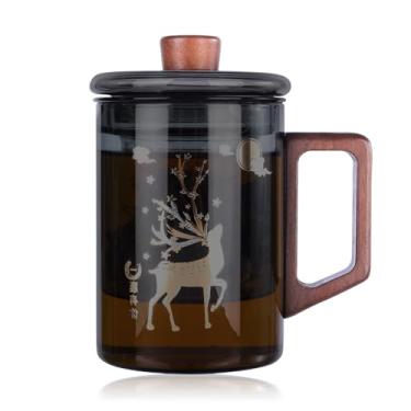 Imagem de Xícara de chá de vidro com infusor e tampa, 527 g/550 ml xícara de chá para infusor de chá de folha solta caneca coador copo íngreme presentes de Natal para mulheres (R1)