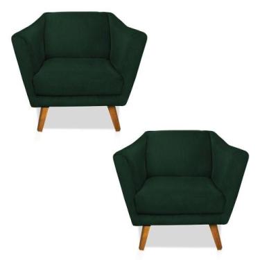 Imagem de Kit 02 Poltronas Lorena Verde Esmeralda Pés Chanfrado - DROSSI