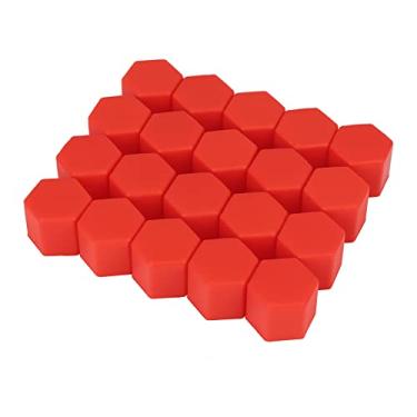 Imagem de X AUTOHAUX 20 peças 21 mm universal vermelho silicone roda porca terminal parafuso aro tampas de parafuso pneus tampas de parafuso para automóvel