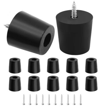 Imagem de Auvotuis 12 peças de pés redondos de borracha com parafusos inoxidáveis, almofadas pretas para amortecedores de cadeira para tábua de corte, mesa, armário, sofá (32 x 27 x 30 mm)