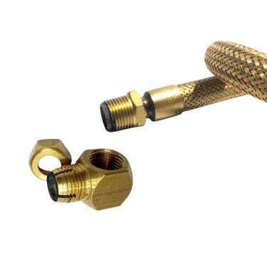 Imagem de Mangueira De Gás 60cm 1/2 + Adaptador 90º Para Cooktop Forno Fogão Selo Inmetro