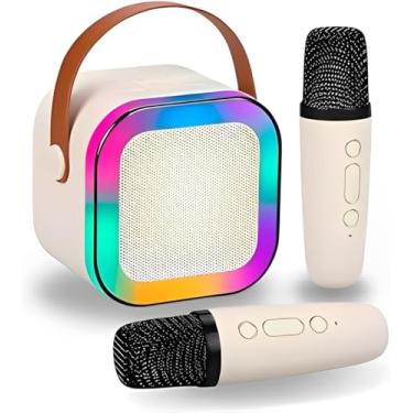 Imagem de Caixinha de Som Karaokê Portátil – Som Potente, Luzes LED e 2 Microfones Sem Fio com Vozes Auto Tune
