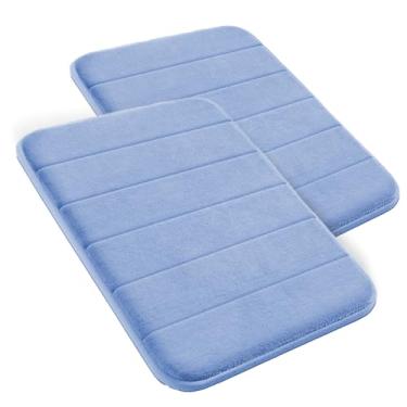 Imagem de Decolab Kit 2 Tapetes de Banheiro Super Soft Antiderrapantes Azul