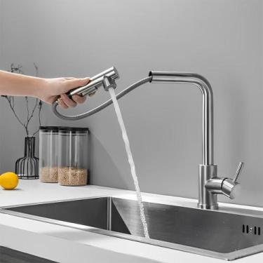 Imagem de Torneira Cozinha Gourmet Extensível Misturador Monocomando Bancada Aço