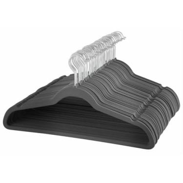 Imagem de Kit 10 Cabide Veludo Slim Adulto Antideslizante Cor Cinza