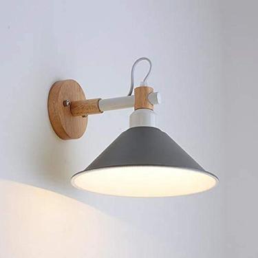 Imagem de HOSETEON Luminária de parede europeia yle macaron industrial celeiro de metal com cúpula de funil de ferro arandela de parede interna E27 luminária compatível com quarto infantil, oom, g Ro