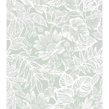 Imagem de Papel de parede CiciWind Verde e Branco Floral 17,3x1000cm